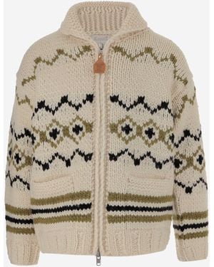 Woolrich Geometric Pattern Wool Cardigan By Todd Snyder - Natural