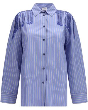 ANDAMANE Miley Fringed Oversized Shirt Cotton - Blue