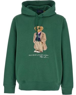 Ralph Lauren Hoodie With Drawstring Hood And Logo Print On The Front - Green