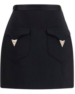 Versace Wool Oves Aries Mini Skirt - Blue