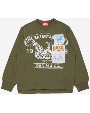 DIESEL Cotton Sweatshirt With Logo Print Hoods & Sweatshirts - Green
