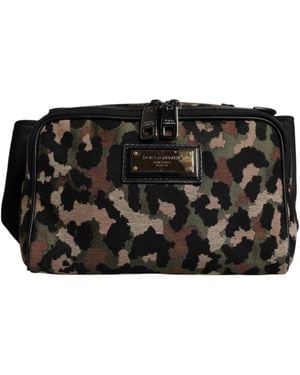 Dolce & Gabbana Leopard Dg Logo Belt Waist Fanny Pack Bag - Black