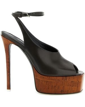 The Attico Calfskin Stiletto Heel Sandals - Black