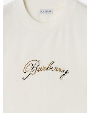 Burberry Cotton T-Shirt With Logo - Natural