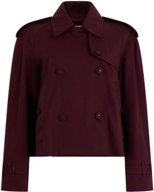 Burberry Short Jacket Wool Trench & Raincoats - Red
