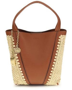 Chloé Spin Raffia Bucket Bag - Brown