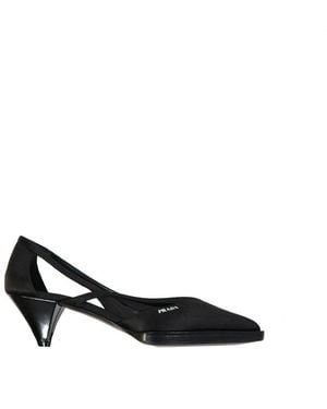 Prada 55Mm Cut-Out Satin Pumps - Black