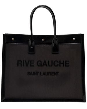 Saint Laurent Tote Bag With Tonal Rive Gauche Logo - Black