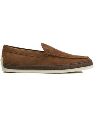 Tod's Pantofola Gomma Rafia Calf Leather Shoe - Brown