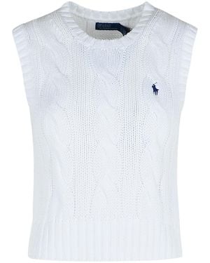 Ralph Lauren Cable-Knit Cropped Vest - White