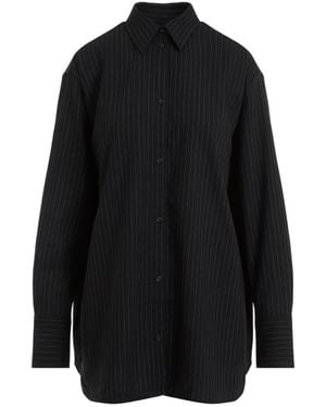 Totême Pinstriped Wool-Blend Shirt - Black