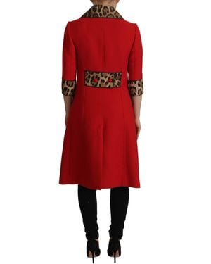 Dolce & Gabbana Leopard Wool Trenchcoat Jacket Clothing - Red