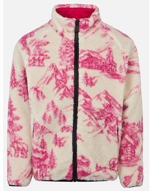 MC2 Saint Barth Girl Sherpa Jacket With Toile De Jouy Print - Pink