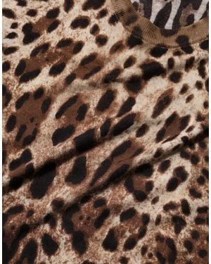 Dolce & Gabbana Chic Leopard Silk Cashmere Sleeveless Top - Brown