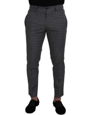 Dolce & Gabbana Check Trousers Slim Fit - Black