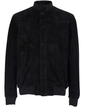 Low Brand Jacket With High Collar And Button Closure - Black