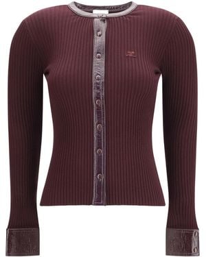 Courreges Vinyl And Knit Cardigan Viscose; Polyester - Purple