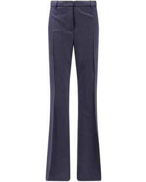 Etro Wool Pants With Iconic Motif - Blue