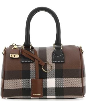 Burberry Printed Canvas Mini Check Handbag - Brown
