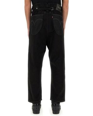Junya Watanabe High-Waisted Wide-Leg Pants With Distinctive Stitching - Black