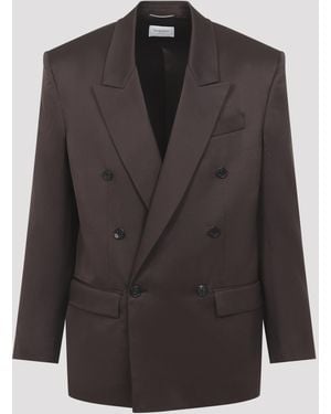 Saint Laurent Double-Brestaed Jacket Silk - Black
