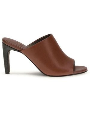 Brunello Cucinelli Calf Leather Bos Taurus Sandals - Brown