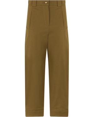 Max Mara Pants High-Waist Straight Cotton - Green