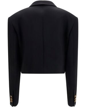 Versace Blazer Cropped Wool Merino (Ovis Aries) Jacket - Blue