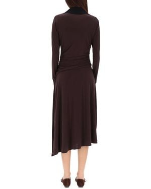 Tory Burch Tory Burch Asymmetrical Viscose Midi Dress - Brown