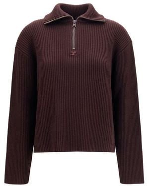 Courreges Brown Wool Oves Aries Sweatshirt - Purple