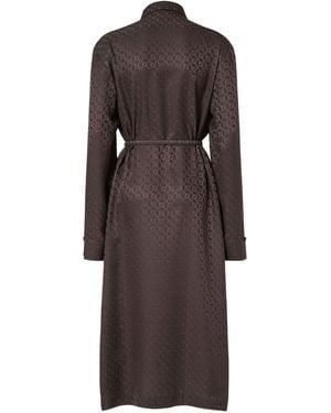 Fendi Ff Jacquard Silk Dress - Brown