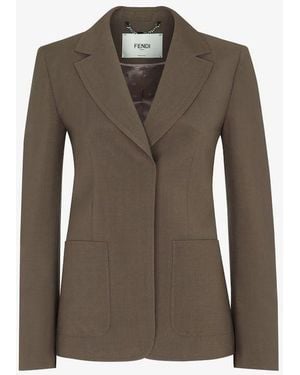 Fendi Fendi Single-Breasted Blazer — Taupe - Green