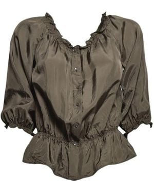 Aspesi Ruffled Button Top - Green