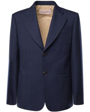 Valentino Garavani Wool Gabardine Single-Breasted Jacket - Blue