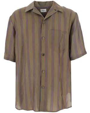 Saint Laurent Shirt Boxy Strips Cotton - Brown