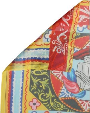 Dolce & Gabbana Silk Printed Square Foulard Scarf - Blue