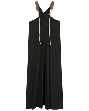 Alysi Crossover-Strap Poplin Midi Dress - Black