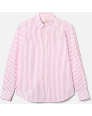 MC2 Saint Barth Meredith Cotton Shirt With Stripes And Saint Barth Embroidery - Pink