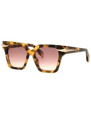 Roberto Cavalli Sunglasses Square Full Rim, Vintage Havana Frame And Gradient Lens Src002M0Agg - Brown