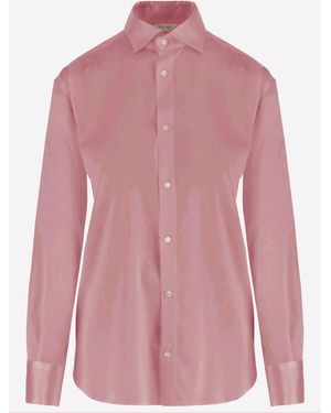 HER SHIRT HER DRESS Stretch Silk Shirt Ludovica - Pink