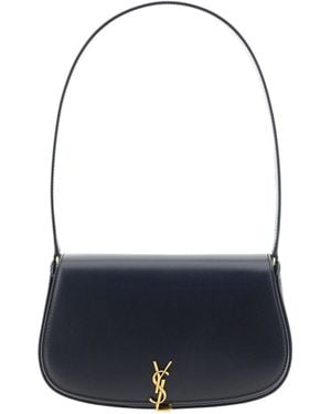 Saint Laurent Mini Voltaire Shoulder Bag Calf Leather Bos Taurus - Blue