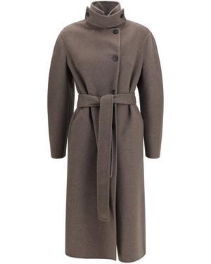 Fabiana Filippi Long Double Faced Wool And Cashmere Coat - Brown