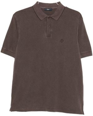 Herno Logo-Embroidered Cotton Polo Shirt - Brown
