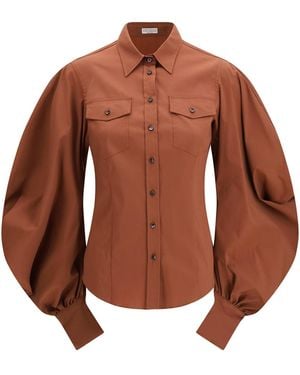 Brunello Cucinelli Cotton Shirt With Front Pockets - Brown