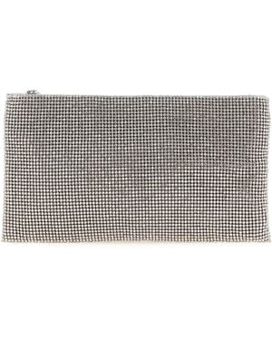 Benedetta Bruzziches Crystal-Embellished Mesh Clutch - Gray