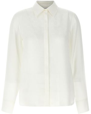 Ferragamo Silk Monogram Jacquard Shirt - White