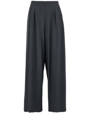Le Plain Trousers With Semi-Elastic Waist And Oversize Design - Blue