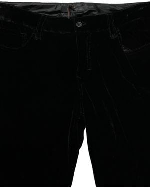 Ermanno Scervino Viscose Blend Velvet Slim Fit Pants - Black