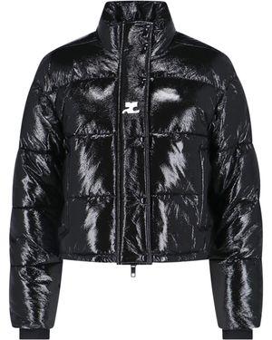 Courreges Crop Vinyl Puffer Jacket - Black