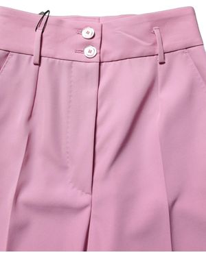 Dolce & Gabbana High Waisted Polyester Trouser Pants - Pink